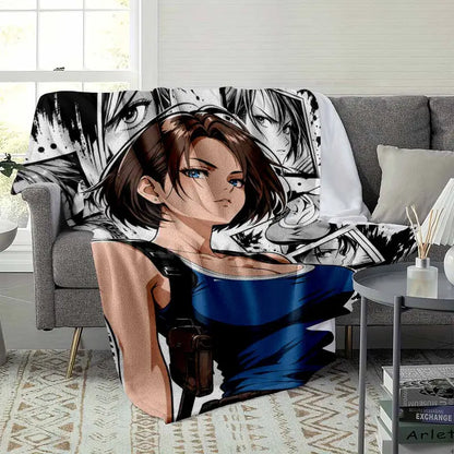 Anime Heroine Flannel Blanket, Soft Comic Manga Throw, 30x40–60x80 - image 3