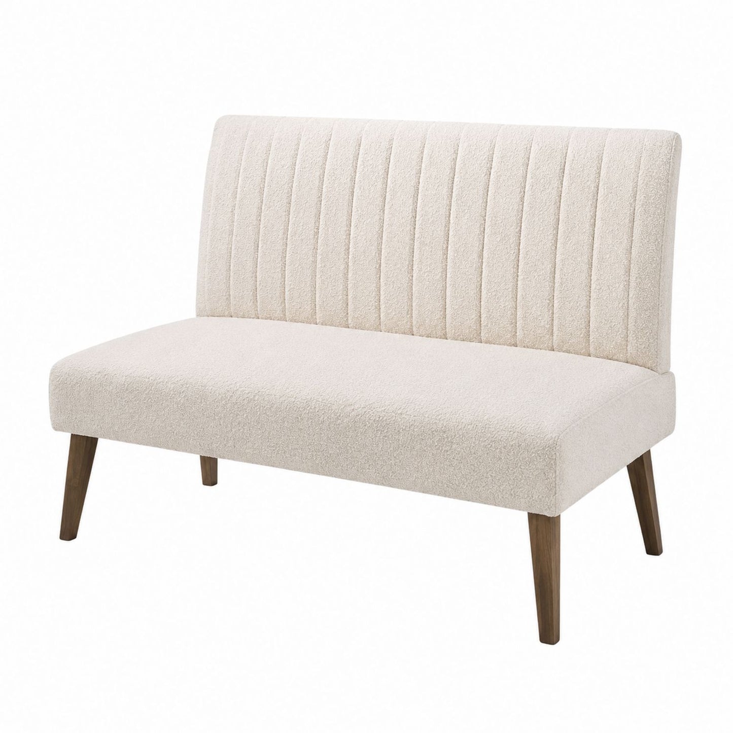 Beige Fabric Armless Sofa with Wood Legs