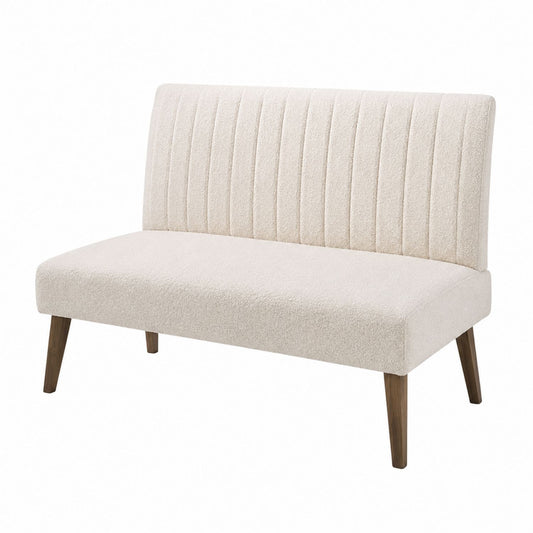 Beige Fabric Armless Sofa with Wood Legs