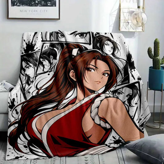 Anime Fighter Maiden Flannel Blanket Soft Warm Lightweight Throw - image 2