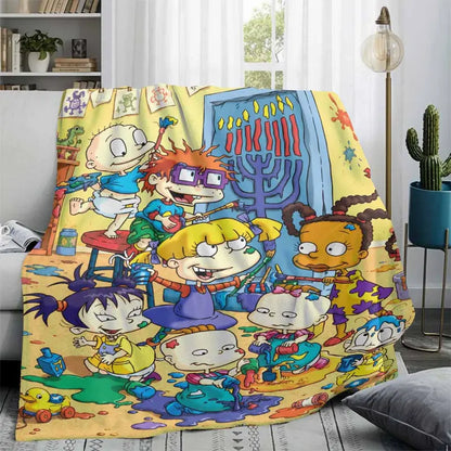 Retro Cartoon Kids Flannel Blanket Menorah Print Soft Cozy - image 2