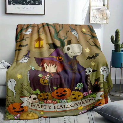 Spooky Halloween Flannel Throw Blanket - Kids & Adults Breathable Soft Fleece - image 2