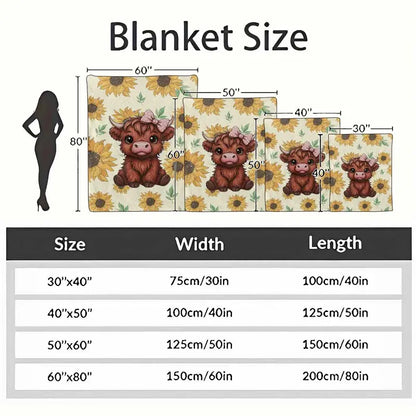 Cute Highland Cow Print Flannel Throw Blanket Sunflower, Soft 30x40–60x80 - image 10