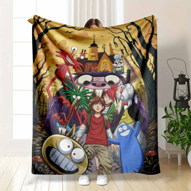 Surreal Monster Forest Flannel Blanket, Lightweight Cozy Throw