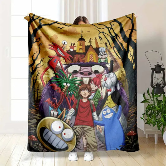Surreal Monster Forest Flannel Blanket, Lightweight Cozy Throw