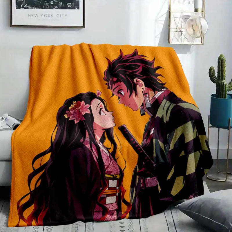 Anime Siblings Flannel Blanket Throw, Ultra Soft Fleece Bed & Sofa - image 2