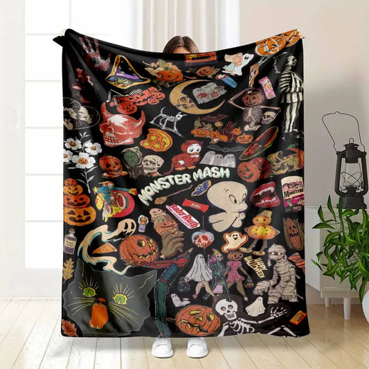 Anime Style Warrior Girl Flannel Blanket Lightweight Breathable Soft Throw