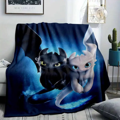 Dragon Couple Flannel Throw Blanket Mystic Night Sky - image 2
