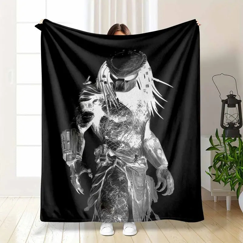 Sci Fi Warrior Flannel Blanket Metallic Armor Print Soft Warm - image 7