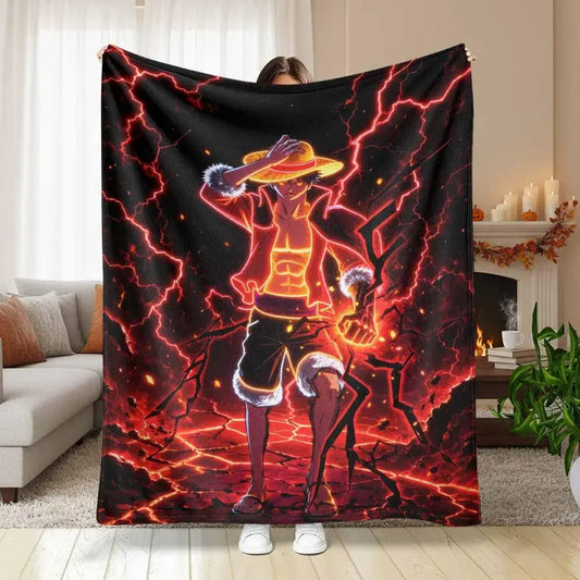 Anime Pirate Warrior Flannel Blanket, Soft Warm Throw