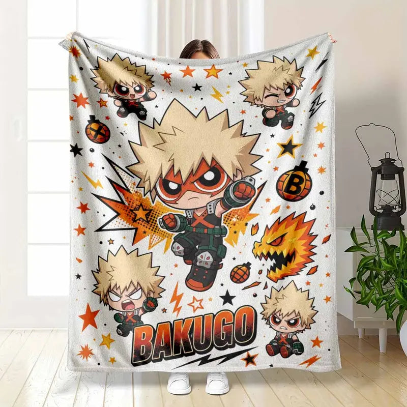 Anime Hero Bakugo Katsuki Flannel Blanket Soft Cozy Lightweight Plush Throw