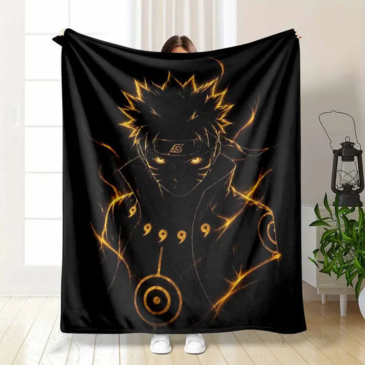 Golden Aura Ninja Flannel Blanket Soft Warm Lightweight Cozy Throw