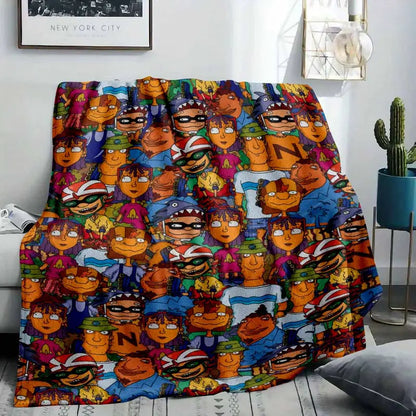 Colorful Cartoon Flannel Blanket Soft Lightweight Throw for Home & Travel - image 2