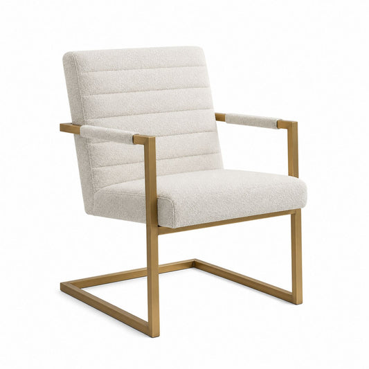 Boucle Fabric Armchair with Metal Frame Beige 80cm x 60cm x 65cm