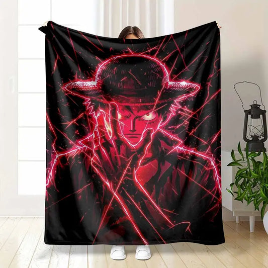 Anime Warrior Energy Aura Flannel Throw Blanket