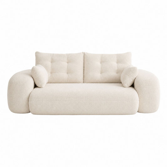 Beige Fabric Sofa with Plush Cushions 220cm