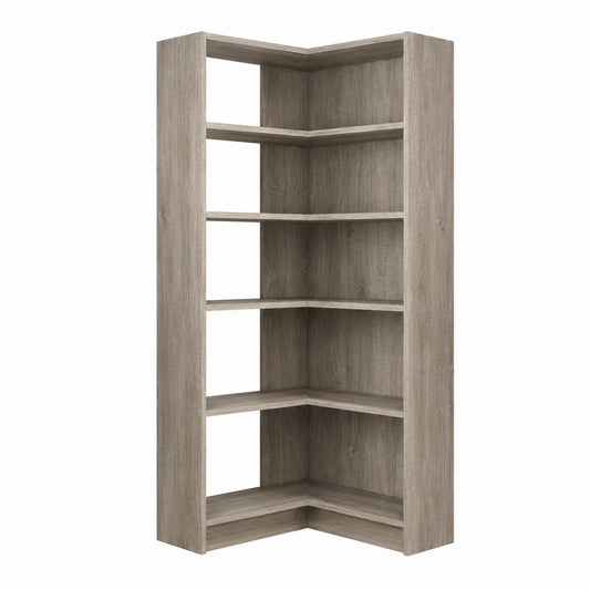 Wooden Corner Bookshelf 5-Tier Gray 180cm