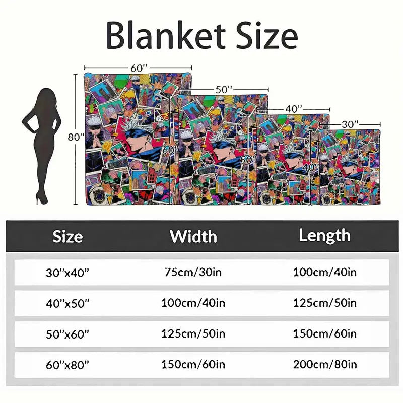 Anime Character Flannel Fleece Blanket - Vibrant Pop Art Collage Print, Lightweight and Soft Bedding Throw for Living Room, Bedroom, Sofa, Travel, Camping - image 4