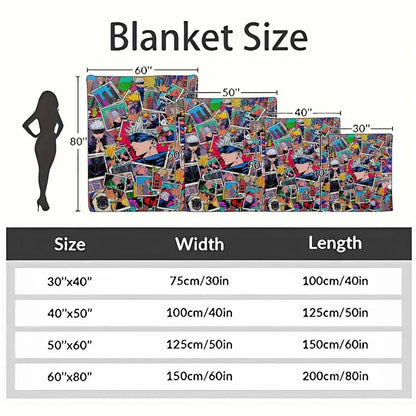 Anime Character Flannel Fleece Blanket - Vibrant Pop Art Collage Print, Lightweight and Soft Bedding Throw for Living Room, Bedroom, Sofa, Travel, Camping - image 4