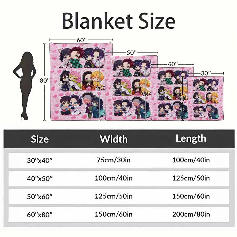 Anime Flannel Throw Blanket Cute Heart Pattern, 50×60 - image 4