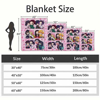 Anime Flannel Throw Blanket Cute Heart Pattern, 50×60 - image 4