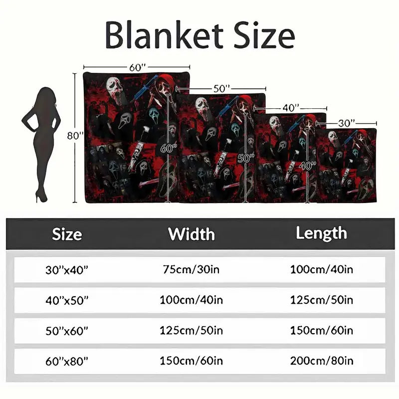 Ghost Mask Flannel Blanket 30×40 Inch Mini Horror Slasher Print Cozy Throw - image 4