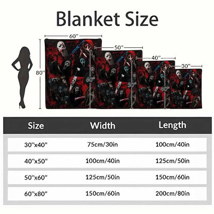 Ghost Mask Flannel Blanket 30×40 Inch Mini Horror Slasher Print Cozy Throw - image 4