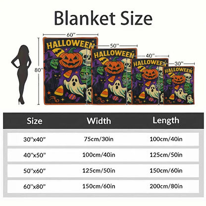 Halloween Aesthetic Flannel Fleece Throw Blanket - Vibrant Pumpkin-Witch-Skull Pattern, Ultra Soft & Warm for Autumn Home Decor - image 10