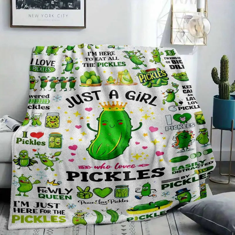 Pickle Cartoon Flannel Blanket - Soft Breathable 60x80 Inch for Adults & Kids - image 2