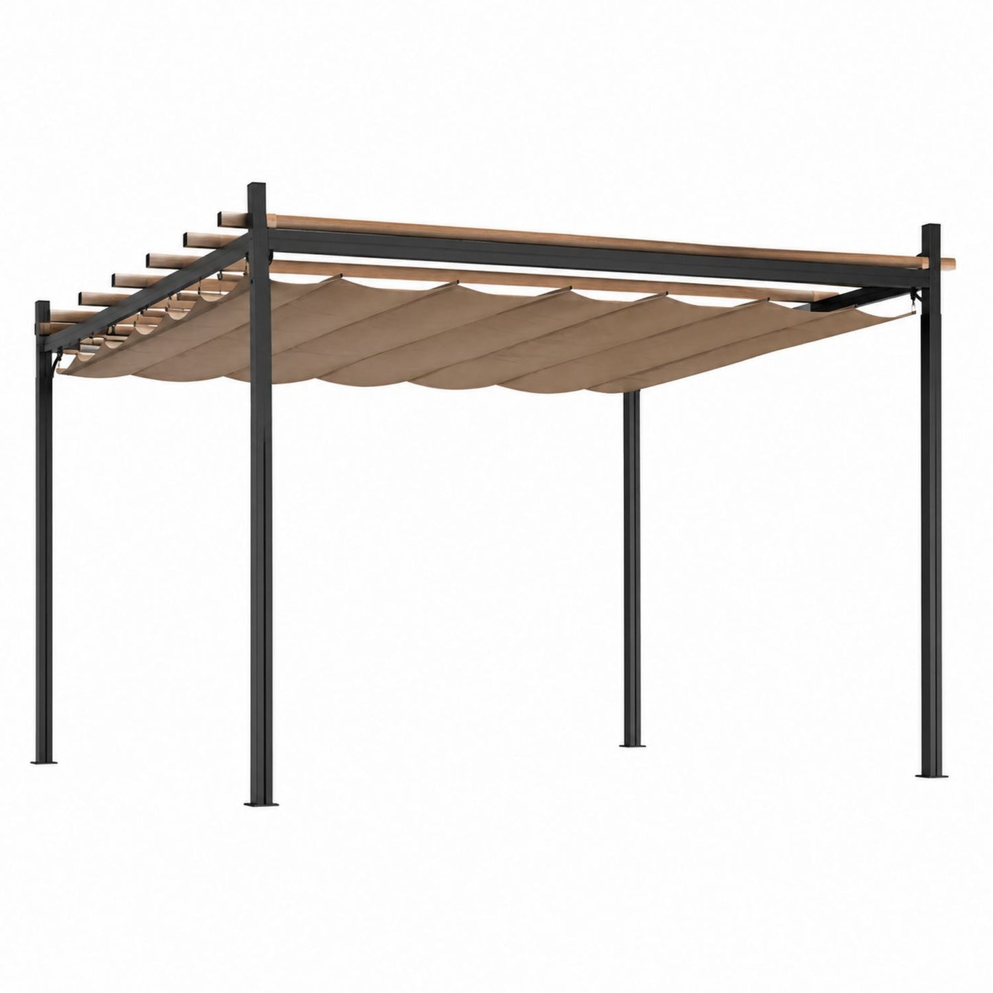 Metal and Polyester Pergola with Adjustable Canopy 3m x 4m