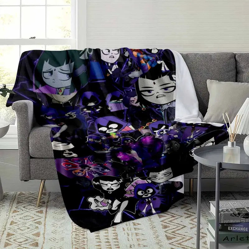Raven Flannel Blanket - Soft Aesthetic Collage Print, Lightweight Warm Bedding for Living Room & Gifting - image 3