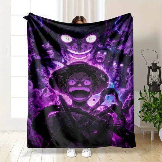 Dark Energy Anime Power Aura Print Flannel Throw Blanket - Soft, Durable, Lightweight for Home & Gifting