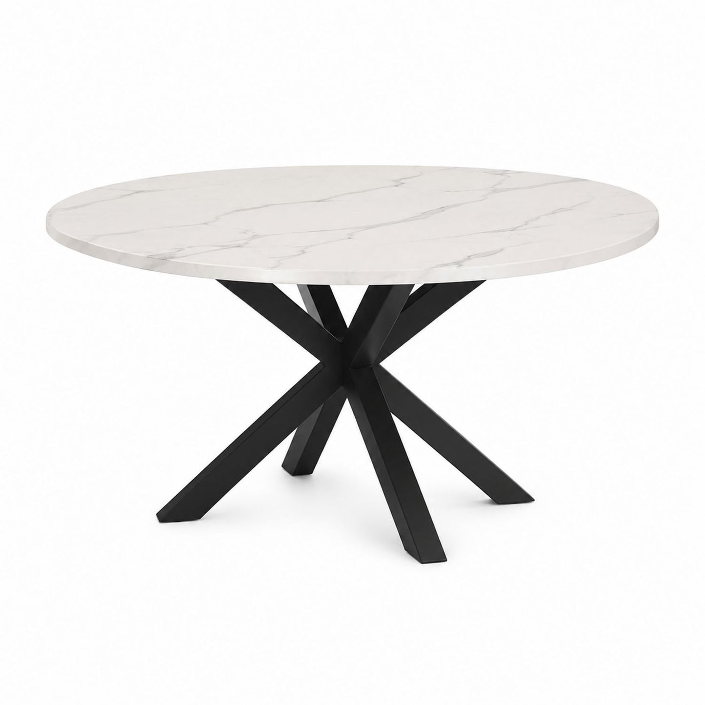 Round Marble Dining Table with Metal Base