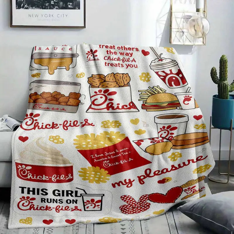 Chick-fil-A Fast Food Print Flannel Fleece Throw Blanket - Ultra Soft, Breathable & Wrinkle Resistant Textile & Soft Furnishings - image 2
