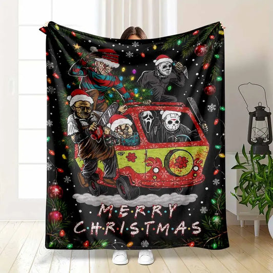 Horror Christmas Flannel Blanket Throw Ultra Soft Cozy