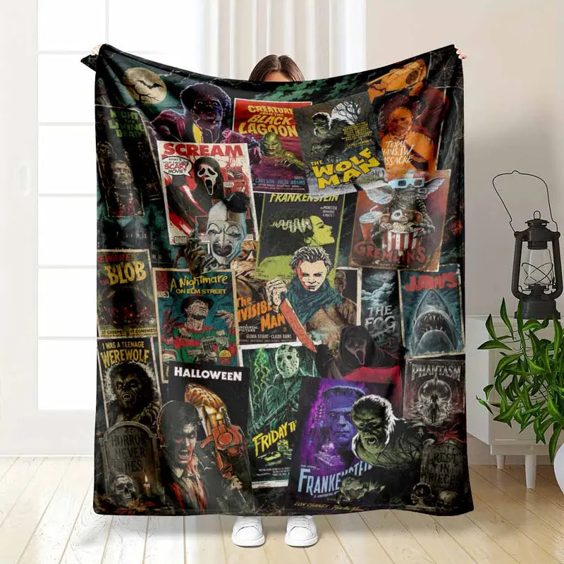 Classic Horror Movie Flannel Fabric Blanket - Soft Lightweight Throw for Couch & Bed