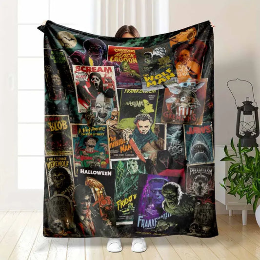 Classic Horror Movie Flannel Fabric Blanket - Soft Lightweight Throw for Couch & Bed