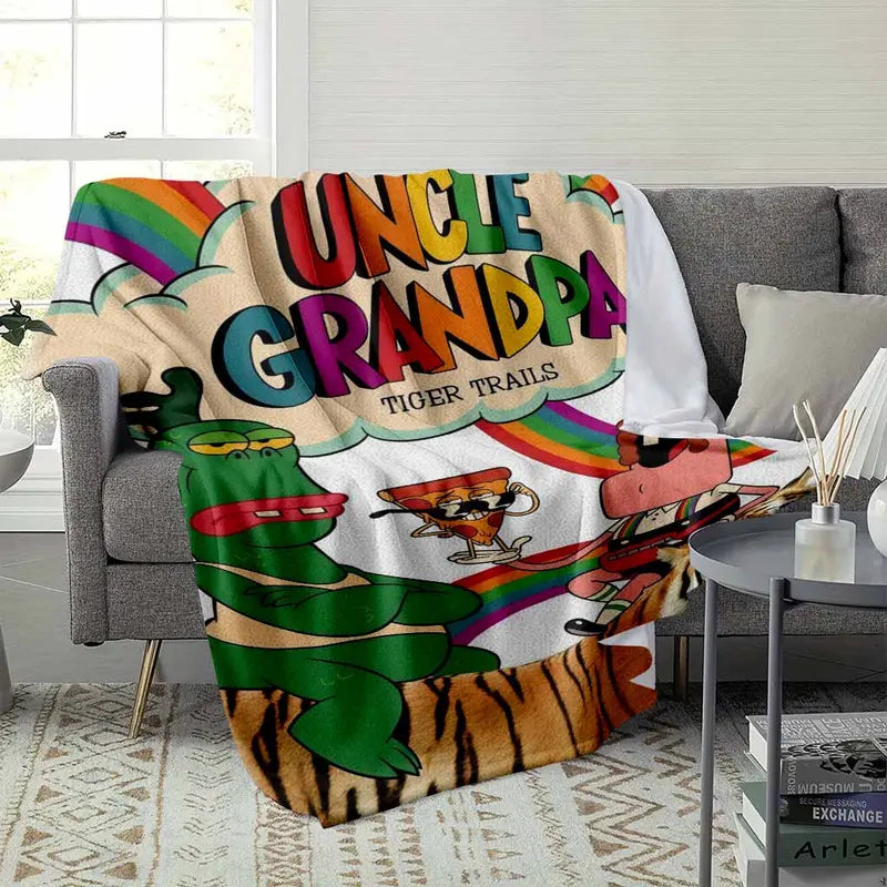 Cartoon Tiger Rainbow Print Flannel Blanket - Soft, Lightweight, Breathable Bedding - image 3