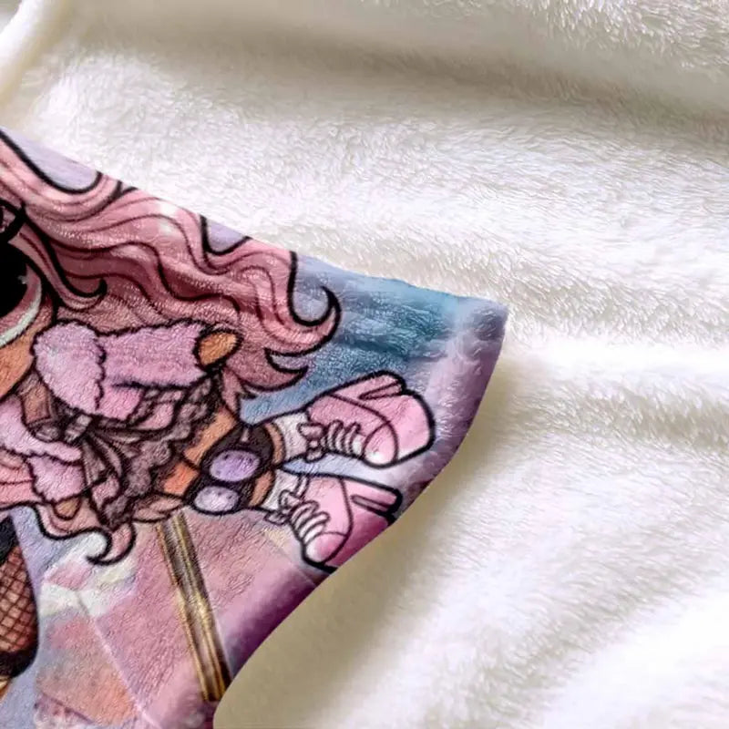 Anime Girl Aesthetic flannel blanket, Y2K pop art throw - image 6