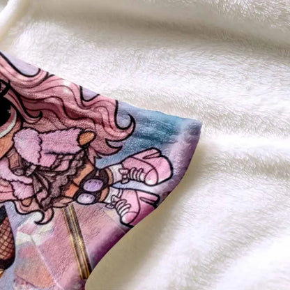 Anime Girl Aesthetic flannel blanket, Y2K pop art throw - image 6
