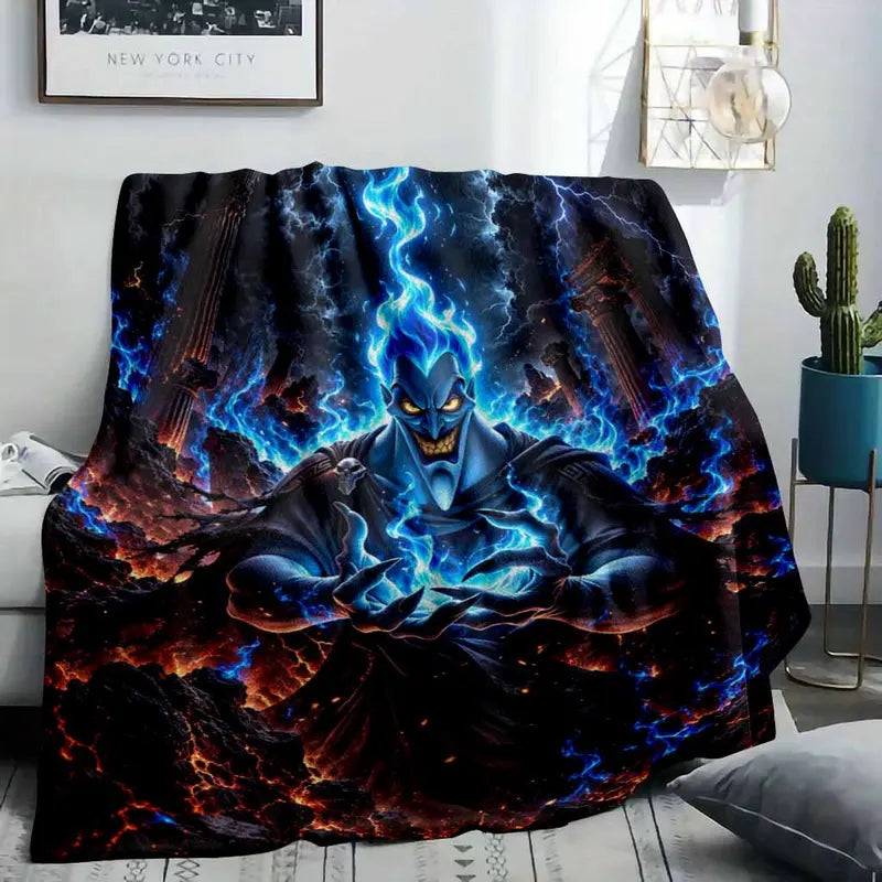 Hades Hercules Villain Fleece Blanket Underworld Blue Flame 60x80In - image 2