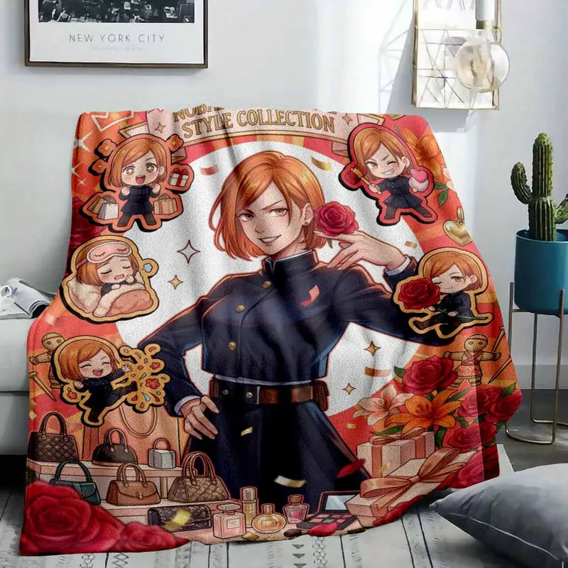 Anime Girl Nobara Flannel Blanket Lightweight Cozy Throw - image 2