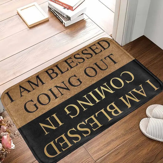 summerwins Blessed Polyester Rubber Doormat, 80x50/90x60/60x40