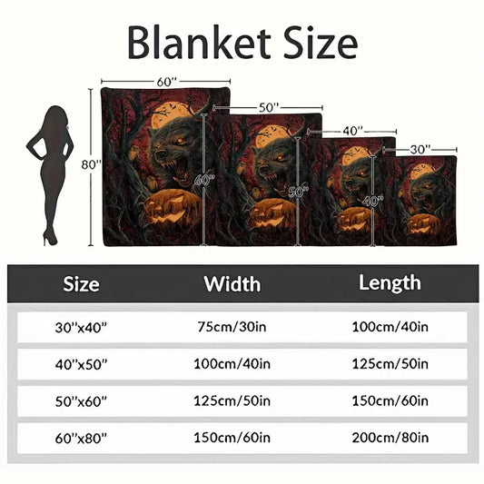 Halloween Werewolf Flannel Throw Blanket, Moonlit Forest Print - image 4
