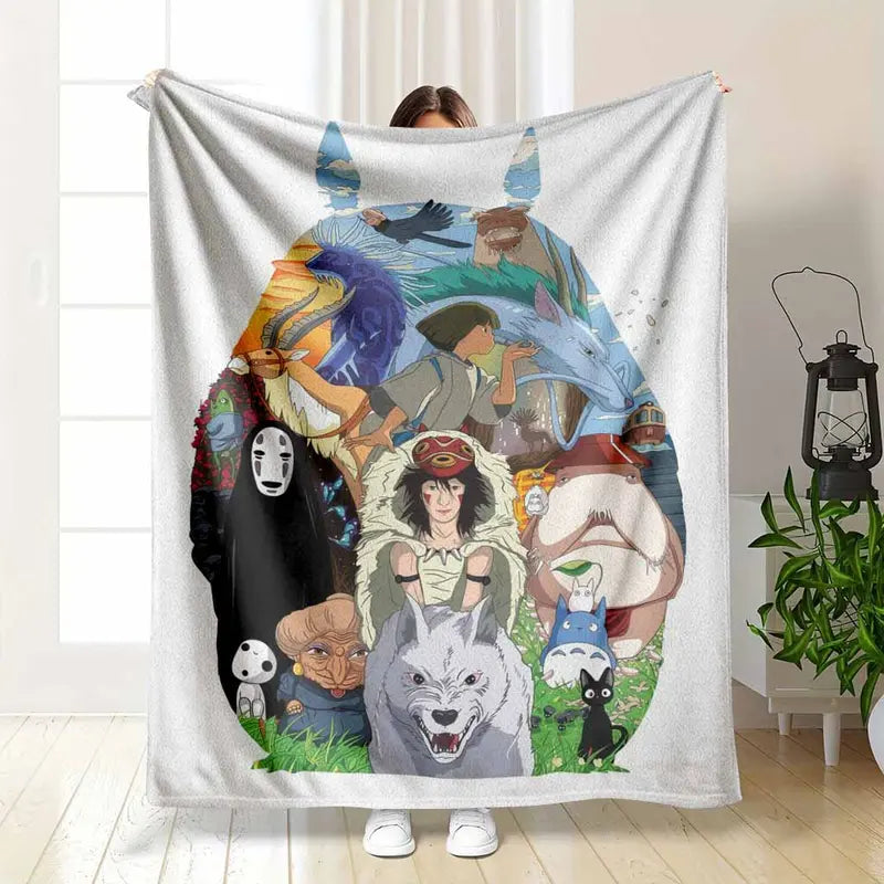 Japanese Anime Fantasy Forest Spirit Flannel Blanket - Ultra-Soft Plush Throw 30x40 in