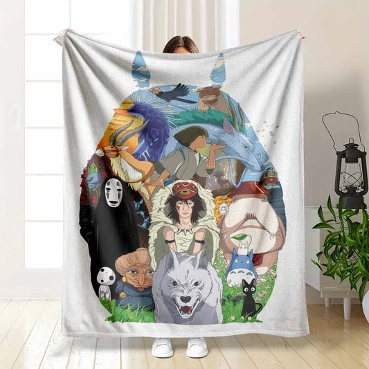 Japanese Anime Fantasy Forest Spirit Flannel Blanket - Ultra-Soft Plush Throw 30x40 in