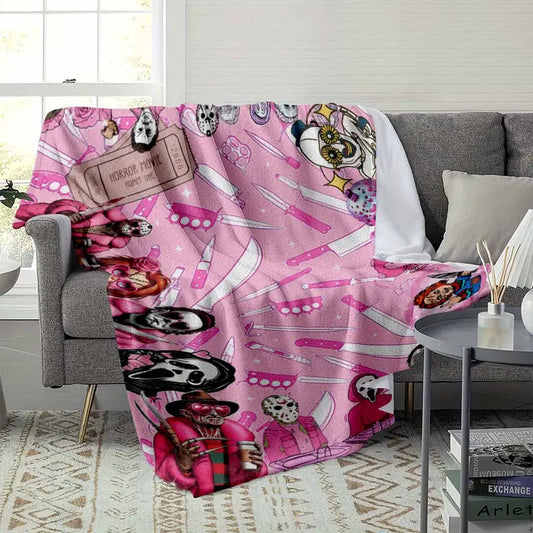 Pink Horror Movie Character Flannel Blanket Throw - image 3