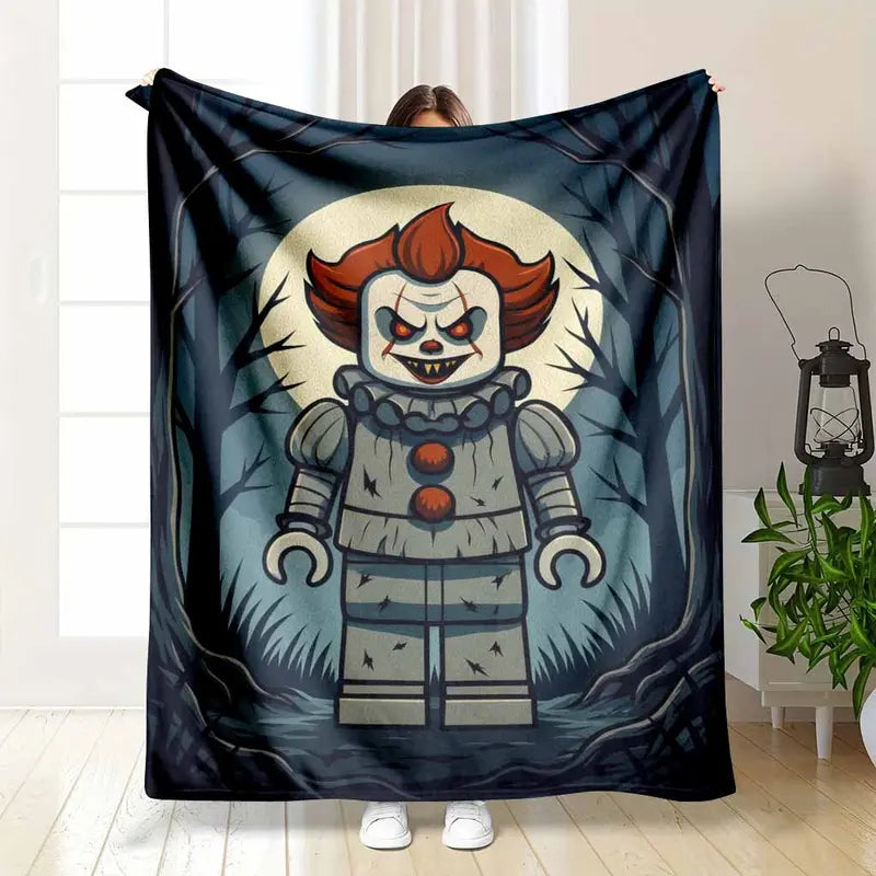 Creepy Clown Flannel Blanket Soft Lightweight Plush Throw for Home