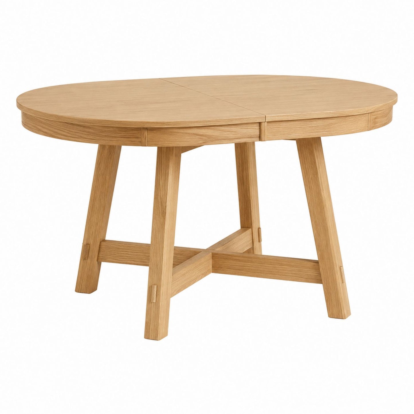 Round Solid Oak Dining Table Light Brown 120cm