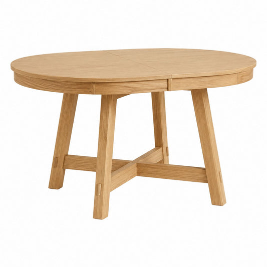 Round Solid Oak Dining Table Light Brown 120cm